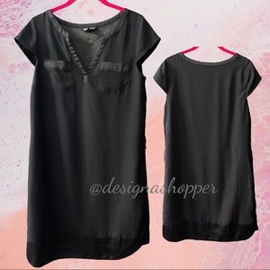 EXPRESS Black Shift Sheath Dress Clean Lines Satin-like Trim Small